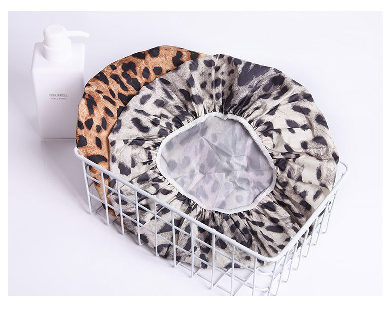 Wan Fei creative waterproof bath cap waterproof cloth shower cap adult female leopard print single-layer bath cap