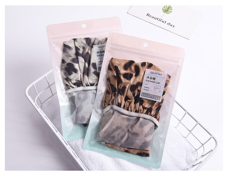 Wan Fei creative waterproof bath cap waterproof cloth shower cap adult female leopard print single-layer bath cap