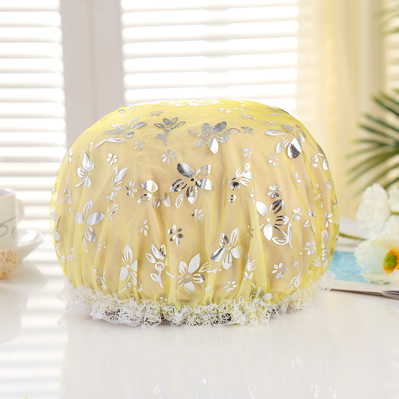 Sweet lace bath cap printing thickened waterproof and lampblack cap loose double gauze bath cap Sweet lace bath cap printing thickened waterproof and lampblack cap loose double gauze bath cap