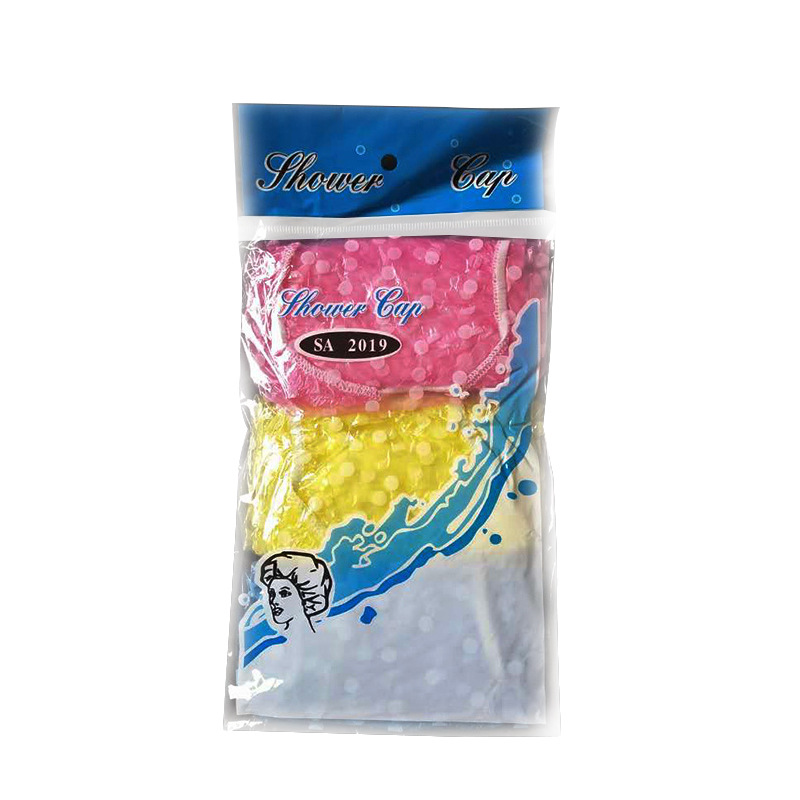 Adult male and female disposable shower cap printed color bath cap PE transparent thickened household elastic bath cap