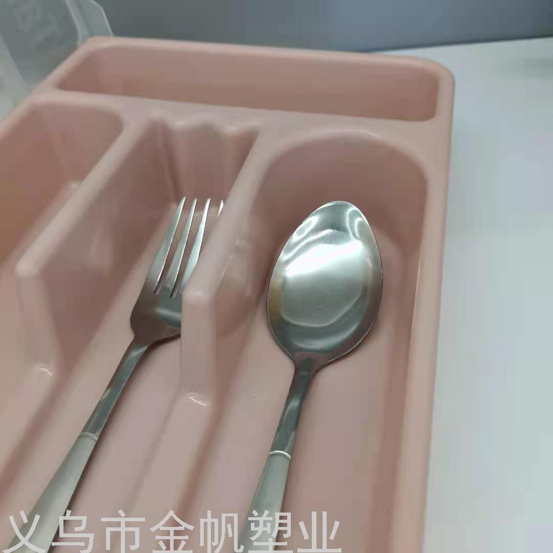 Gold Sail Factory Direct Sales Drawer Cutlery Tray Tableware Storage Box Plastic Knife and Fork Storage Tray with Lid Knife and Fork Box