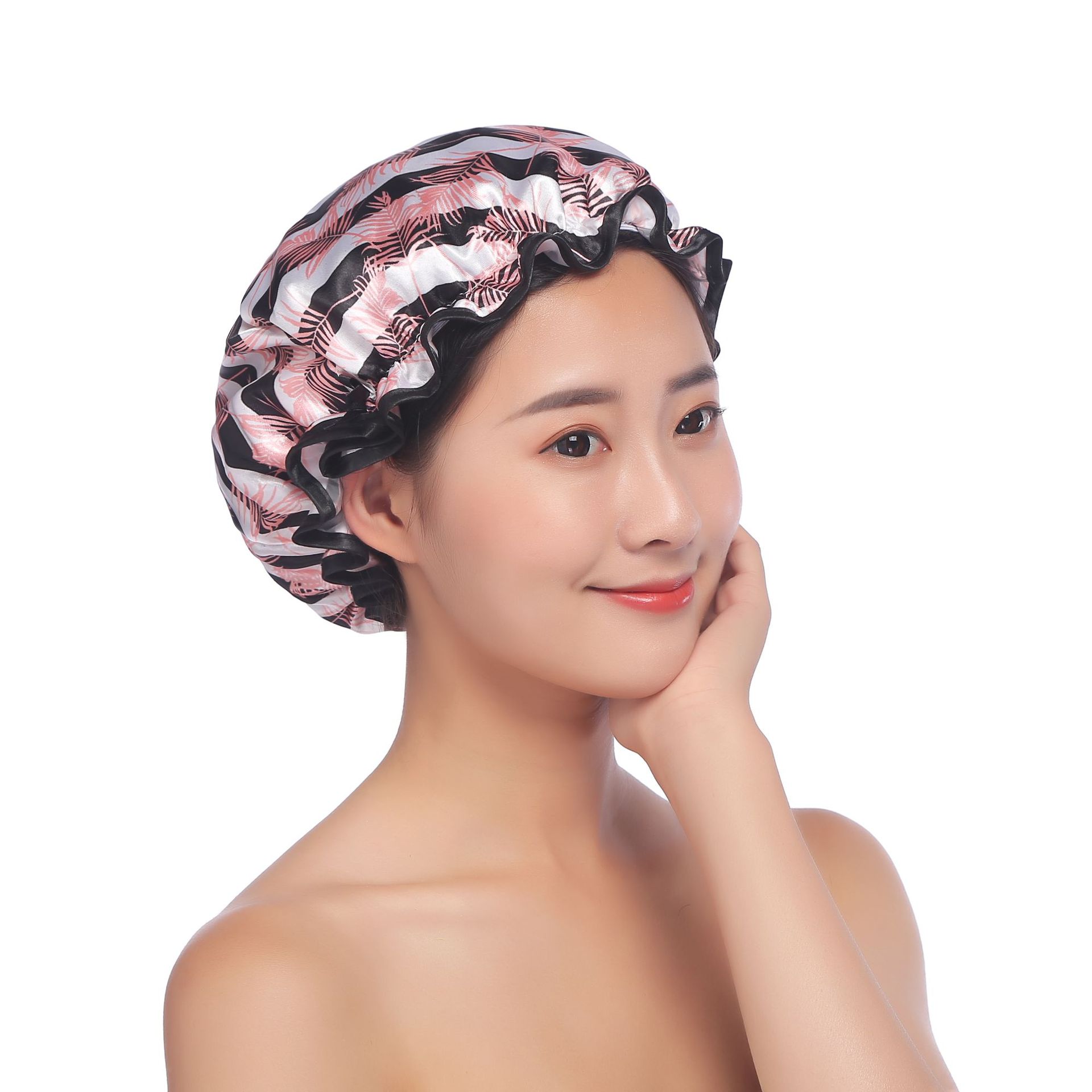 32cm thick printed bath cap color ding double wash cap bath waterproof cap kitchen lampblack foreign trade