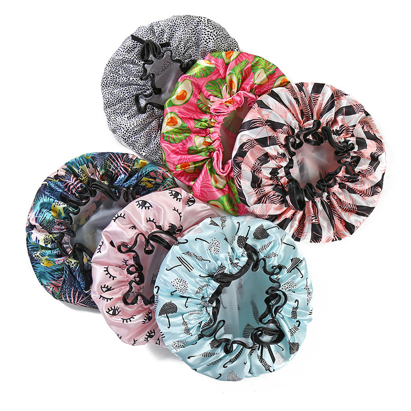 32cm thick printed bath cap color ding double wash cap bath waterproof cap kitchen lampblack foreign trade