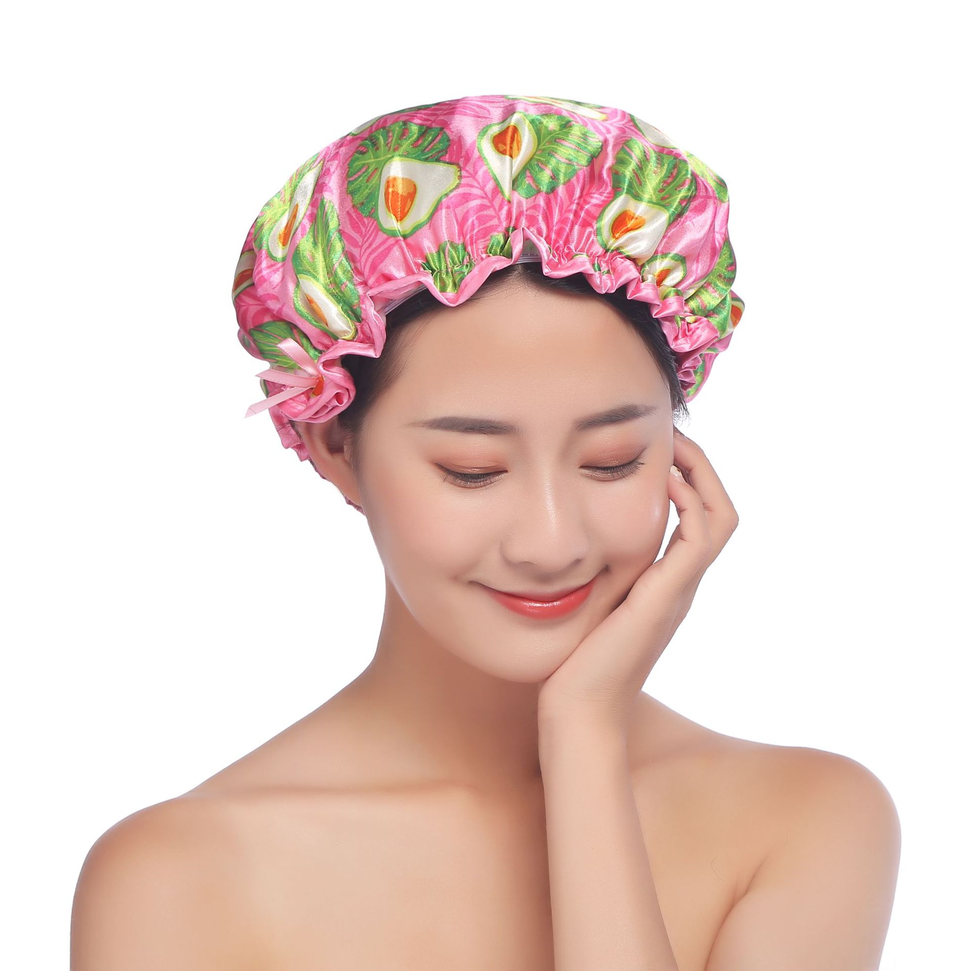 32cm thick printed bath cap color ding double wash cap bath waterproof cap kitchen lampblack foreign trade