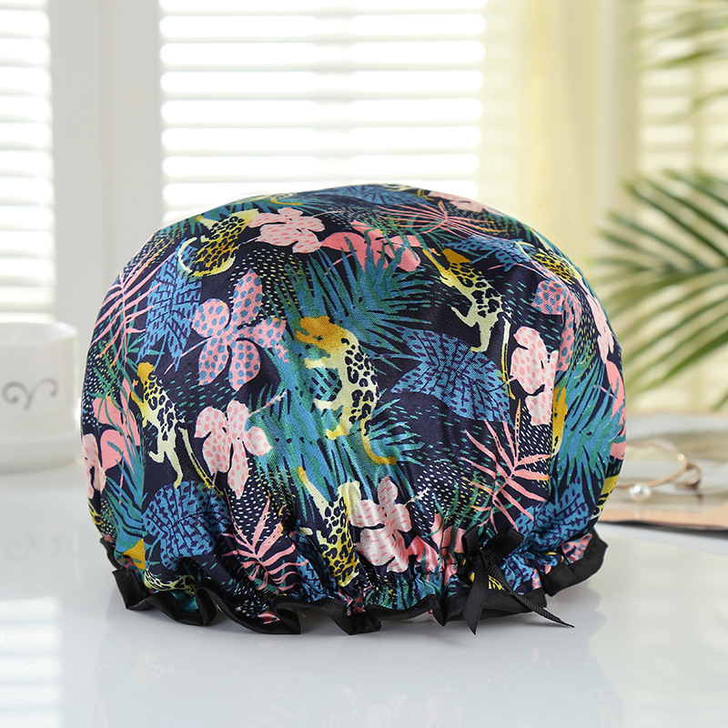 32cm thick printed bath cap color ding double wash cap bath waterproof cap kitchen lampblack foreign trade