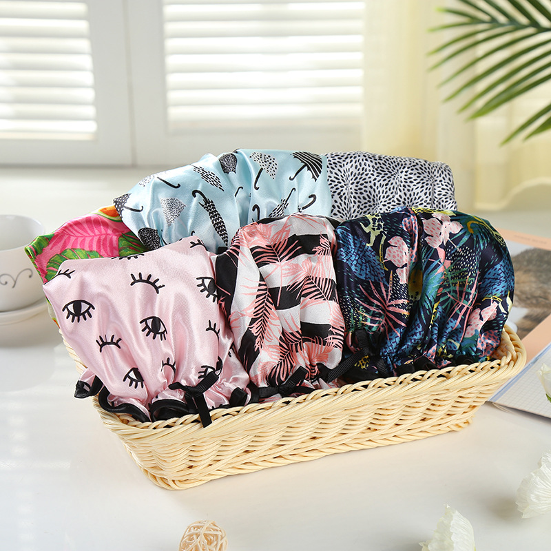 32cm thick printed bath cap color ding double wash cap bath waterproof cap kitchen lampblack foreign trade