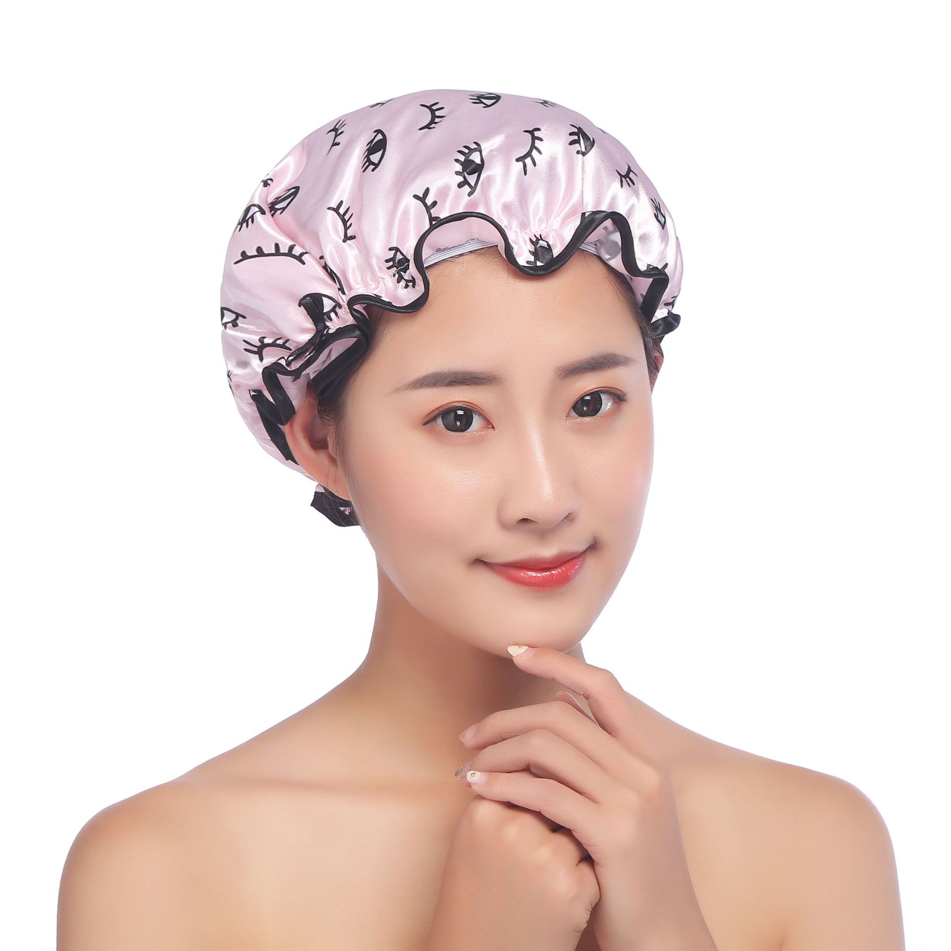 32cm thick printed bath cap color ding double wash cap bath waterproof cap kitchen lampblack foreign trade