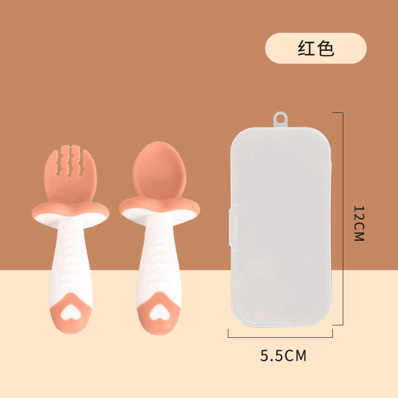 Baby Learning Food Eat Training Spoon Fork Combination Baby Food Spoon Fork Spoon Fork with Baffle Short Handle Baby Learning Food Eat Training Spoon Fork Combination Baby Food Spoon Fork Spoon Fork with Baffle Short Handle
