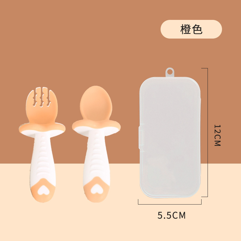 Baby Learning Food Eat Training Spoon Fork Combination Baby Food Spoon Fork Spoon Fork with Baffle Short Handle Baby Learning Food Eat Training Spoon Fork Combination Baby Food Spoon Fork Spoon Fork with Baffle Short Handle