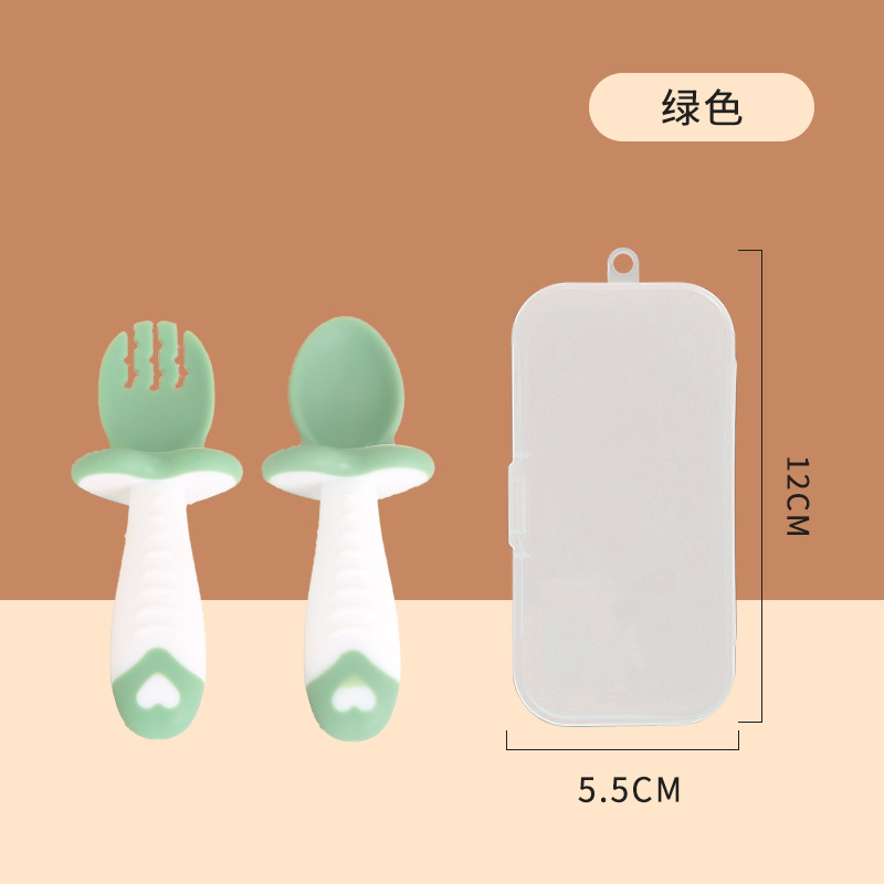 Baby Learning Food Eat Training Spoon Fork Combination Baby Food Spoon Fork Spoon Fork with Baffle Short Handle Baby Learning Food Eat Training Spoon Fork Combination Baby Food Spoon Fork Spoon Fork with Baffle Short Handle