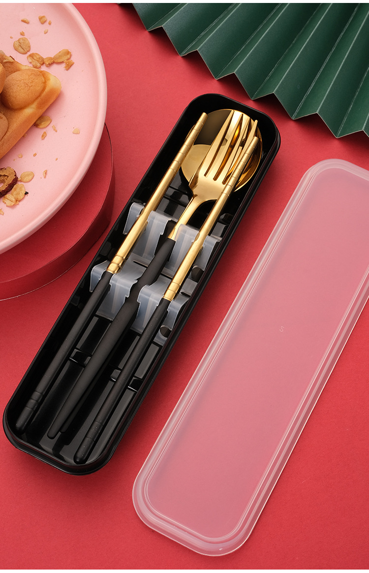 304 Stainless Steel Portable Tableware Portugal Spoon Fork Chopsticks Sets Outdoor Activity Gift Set Logo Customization