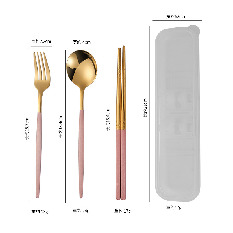 304 Stainless Steel Portable Tableware Portugal Spoon Fork Chopsticks Sets Outdoor Activity Gift Set Logo Customization