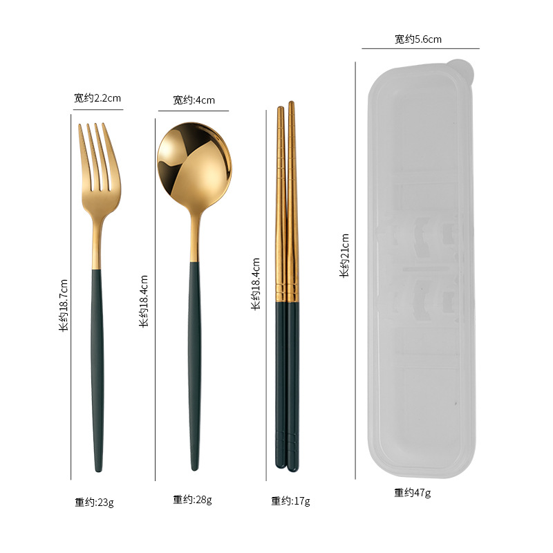 304 Stainless Steel Portable Tableware Portugal Spoon Fork Chopsticks Sets Outdoor Activity Gift Set Logo Customization