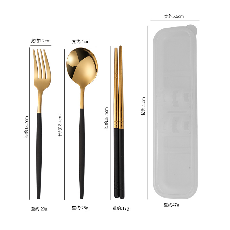 304 Stainless Steel Portable Tableware Portugal Spoon Fork Chopsticks Sets Outdoor Activity Gift Set Logo Customization
