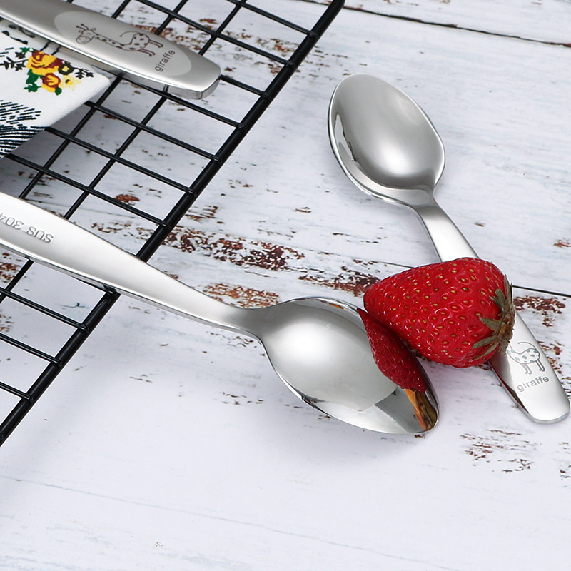 304 Stainless Steel Children &#039;S Knife, Fork And Spoon Four-Piece Set Maternal And Infant Store Western Tableware Cartoon Pattern Gift Souvenirs