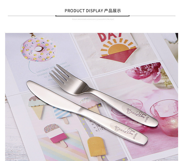 304 Stainless Steel Children 'S Knife, Fork And Spoon Four-Piece Set Maternal And Infant Store Western Tableware Cartoon Pattern Gift Souvenirs