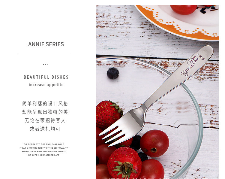 304 Stainless Steel Children 'S Knife, Fork And Spoon Four-Piece Set Maternal And Infant Store Western Tableware Cartoon Pattern Gift Souvenirs