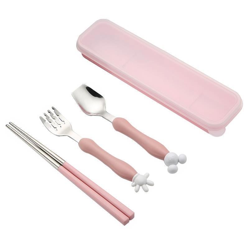 304 stainless steel, the children &#039;s tableware cartoon fork spoon, chopsticks box students work gift set