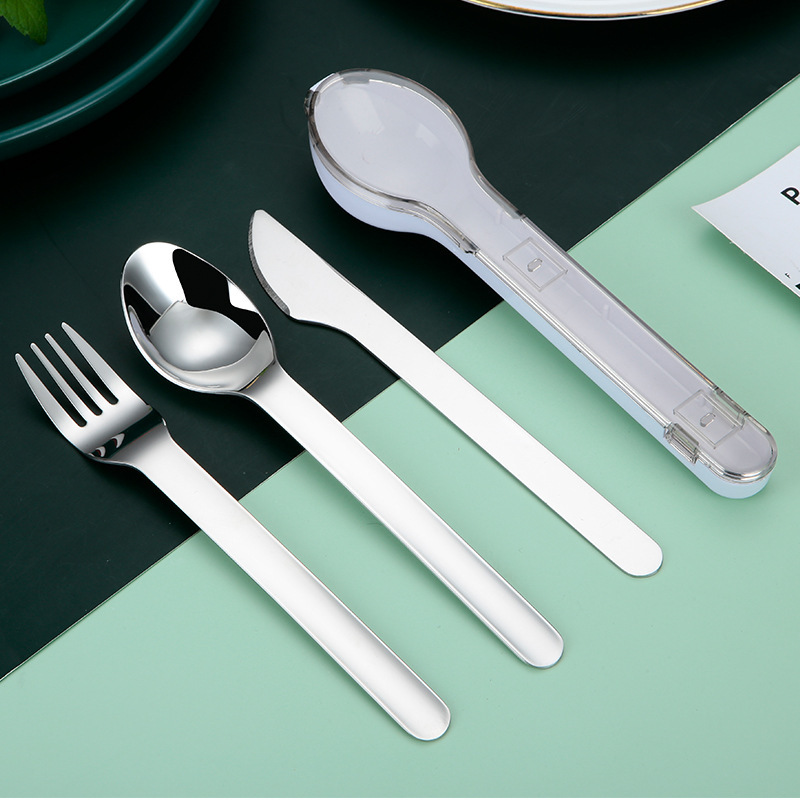 New Portable Storage Stainless Steel Knife, Fork and Spoon Student Office Worker Outdoor Portable Opening Gift Tableware