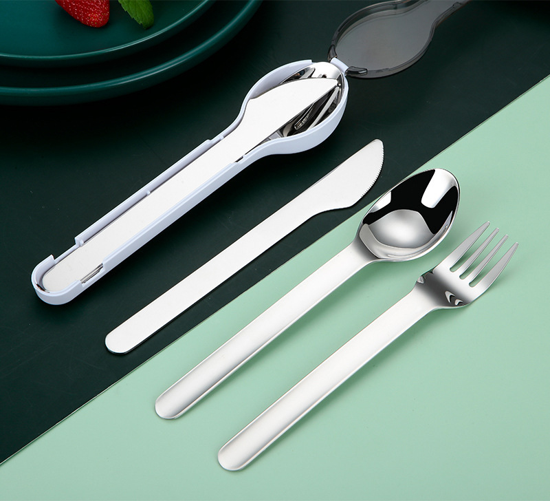 New Portable Storage Stainless Steel Knife, Fork and Spoon Student Office Worker Outdoor Portable Opening Gift Tableware