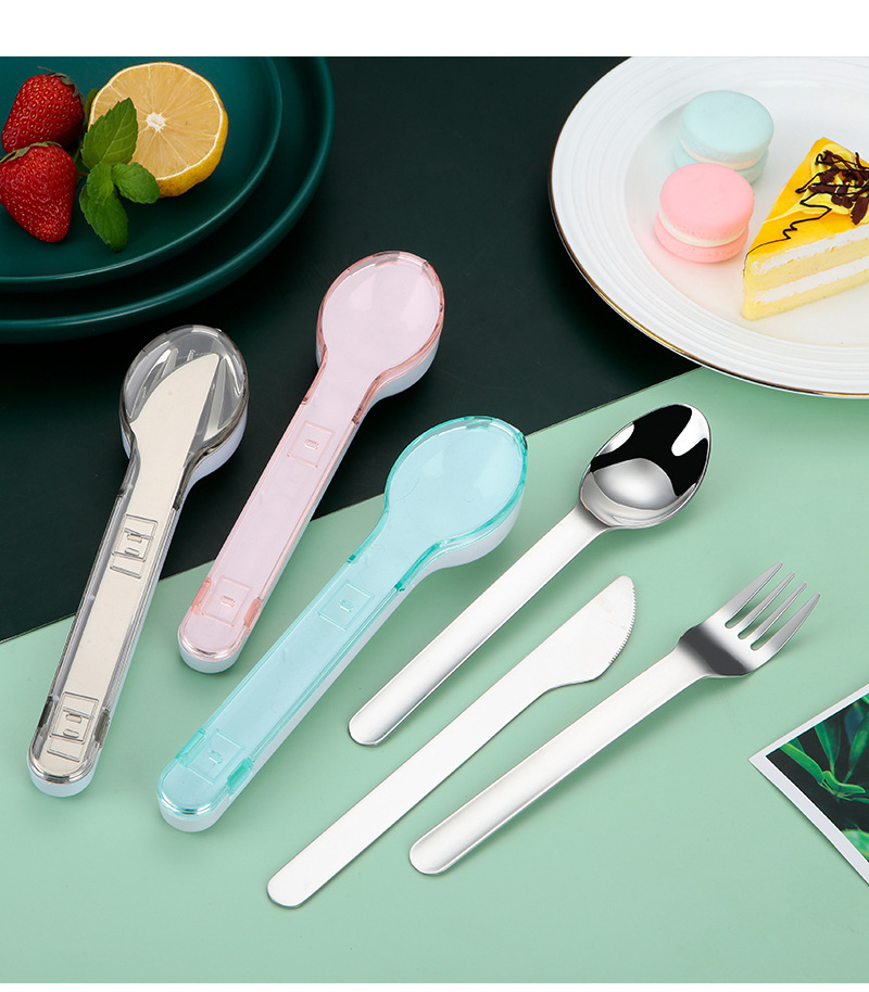 New Portable Storage Stainless Steel Knife, Fork and Spoon Student Office Worker Outdoor Portable Opening Gift Tableware