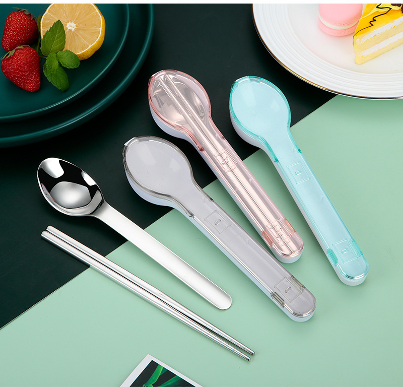 New Portable Storage Stainless Steel Knife, Fork and Spoon Student Office Worker Outdoor Portable Opening Gift Tableware