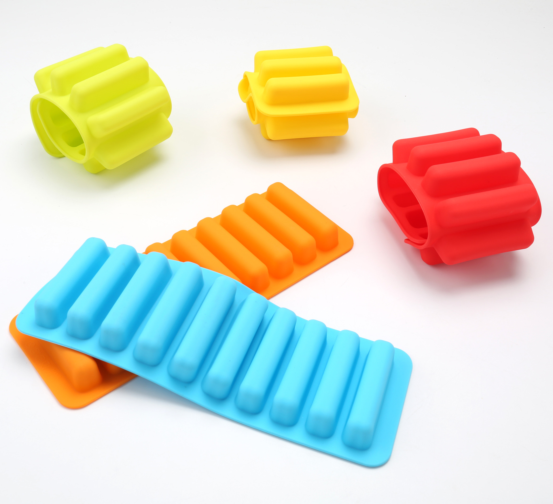 Cylindrical Silicone Ice Cube Mold 10-Hole Finger Biscuit Ice Sucker Ice Tray Chocolate DIY Mold