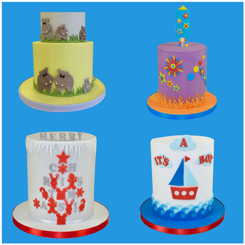 DIY Baking New 4PCs Element Embossing Bar Plastic Cutting Mold Fondant Tool Cake Decoration Biscuit Mold