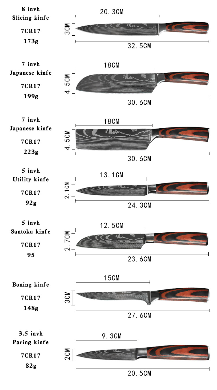 Foreign Trade Knife 8Inch Chef Knife 8Piece Set Professional Western Kitchen Knife Santoku Knife Japanese Cooking Knife Foreign Trade Knife 8Inch Chef Knife 8Piece Set Professional Western Kitchen Knife Santoku Knife Japanese Cooking Knife