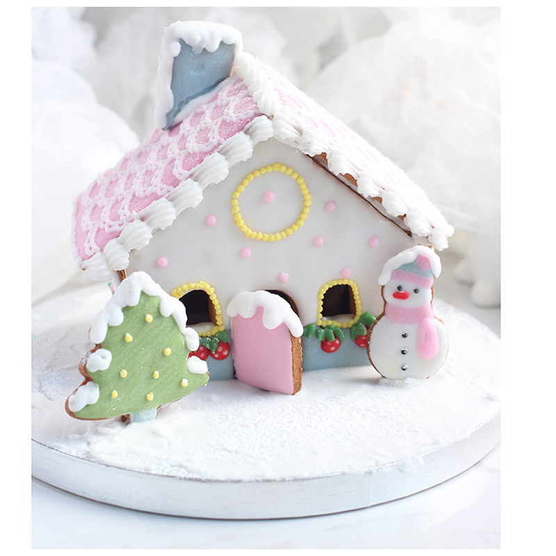 DIY Baking 8PCs House Snowman Christmas Tree Fondant Biscuit Mold Cake Decoration Plastic Cutter
