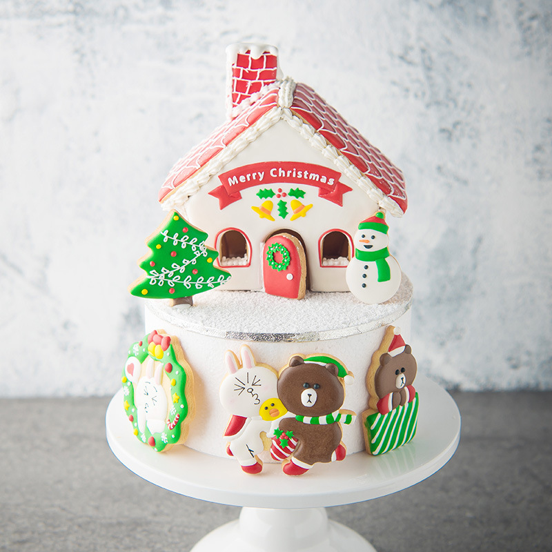 DIY Baking 8PCs House Snowman Christmas Tree Fondant Biscuit Mold Cake Decoration Plastic Cutter