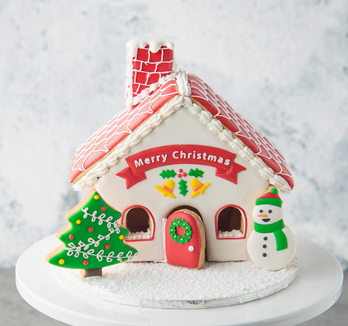 DIY Baking 8PCs House Snowman Christmas Tree Fondant Biscuit Mold Cake Decoration Plastic Cutter