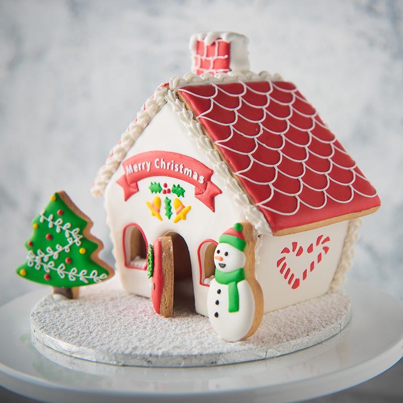 DIY Baking 8PCs House Snowman Christmas Tree Fondant Biscuit Mold Cake Decoration Plastic Cutter