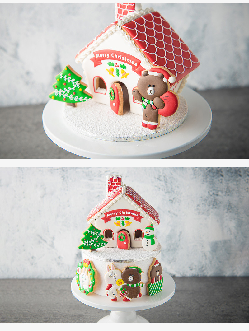 DIY Baking 8PCs House Snowman Christmas Tree Fondant Biscuit Mold Cake Decoration Plastic Cutter
