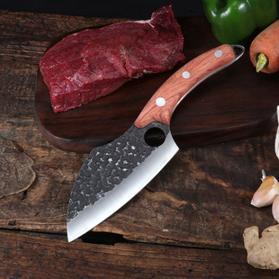 Knife Chicken Wings Wooden Handle Meat Cutting Kitchen Knife Chef Knife Stainless Steel Pig Sheep Meat Cutting Knife
