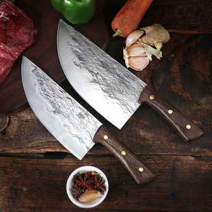 Knife Chicken Wings Wooden Handle Meat Cutting Kitchen Knife Chef Knife Stainless Steel Pig Sheep Meat Cutting Knife