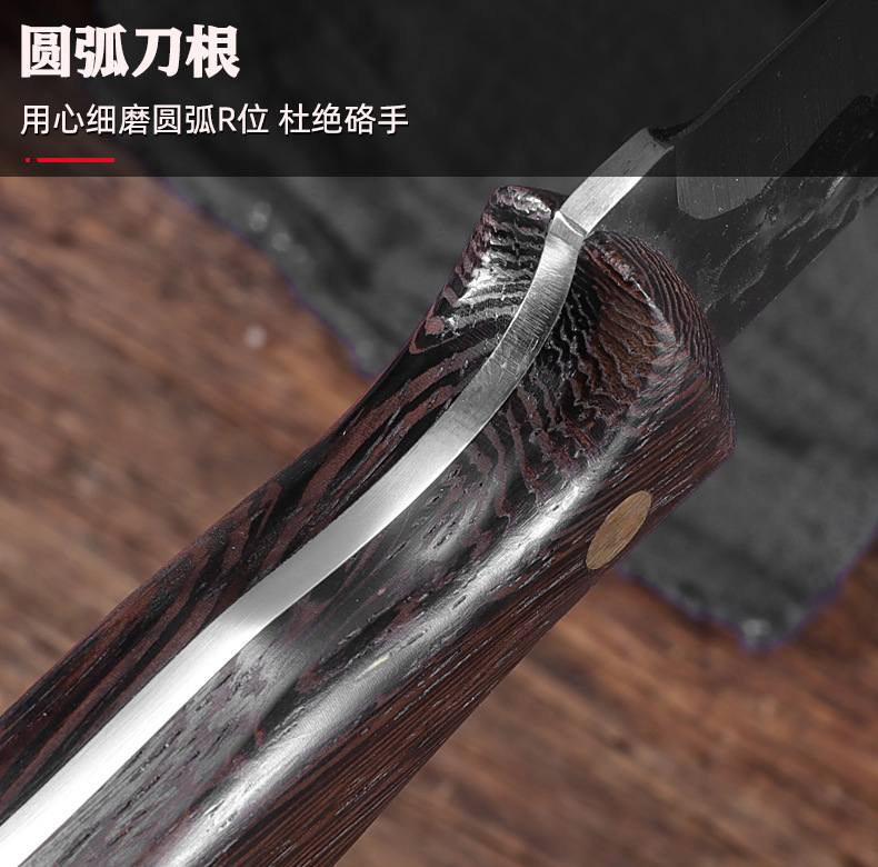 Knife Chicken Wings Wooden Handle Meat Cutting Kitchen Knife Chef Knife Stainless Steel Pig Sheep Meat Cutting Knife