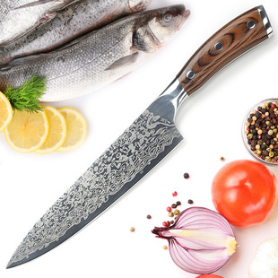 Damascus Pattern Steel Kitchen Knife German Stainless Steel Kitchen Knife Sushi Home Western Chef Knife Super Fast Sharp