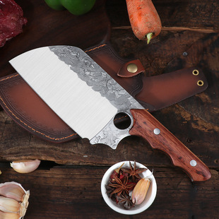 Knife Chicken Wings Wooden Handle Meat Cutting Kitchen Knife Chef Knife Stainless Steel Pig Sheep Meat Cutting Knife