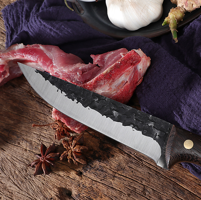 Knife Chicken Wings Wooden Handle Meat Cutting Kitchen Knife Chef Knife Stainless Steel Pig Sheep Meat Cutting Knife
