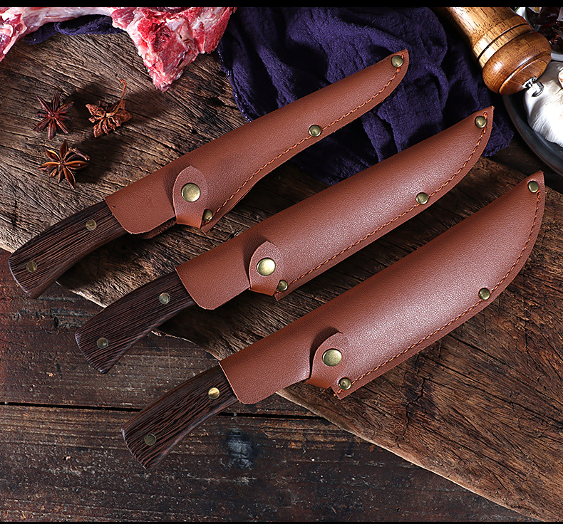 Knife Chicken Wings Wooden Handle Meat Cutting Kitchen Knife Chef Knife Stainless Steel Pig Sheep Meat Cutting Knife