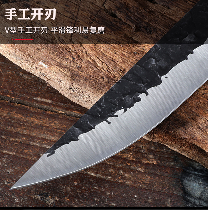 Knife Chicken Wings Wooden Handle Meat Cutting Kitchen Knife Chef Knife Stainless Steel Pig Sheep Meat Cutting Knife
