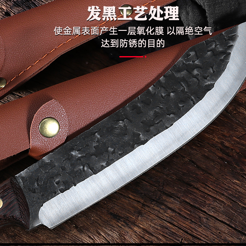 Knife Chicken Wings Wooden Handle Meat Cutting Kitchen Knife Chef Knife Stainless Steel Pig Sheep Meat Cutting Knife