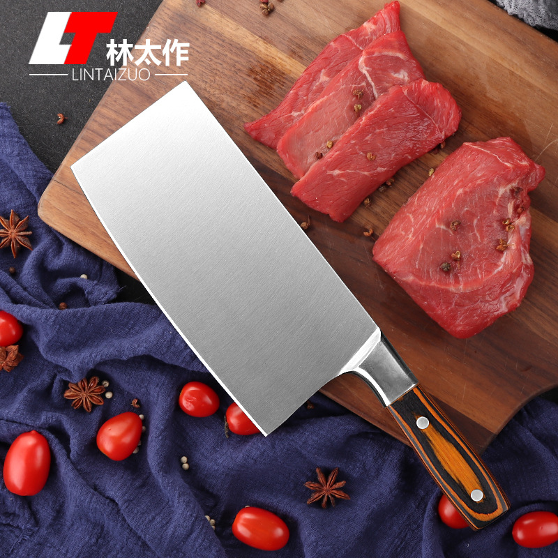 Steel Kitchen Knife MultiFunctional Meat Cutting Slicing Knife HandPolished Steel Head Color Wood Handle Kitchen Knife