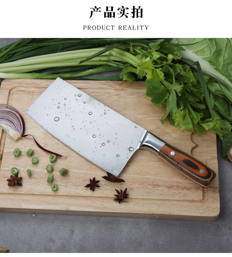 Steel Kitchen Knife MultiFunctional Meat Cutting Slicing Knife HandPolished Steel Head Color Wood Handle Kitchen Knife