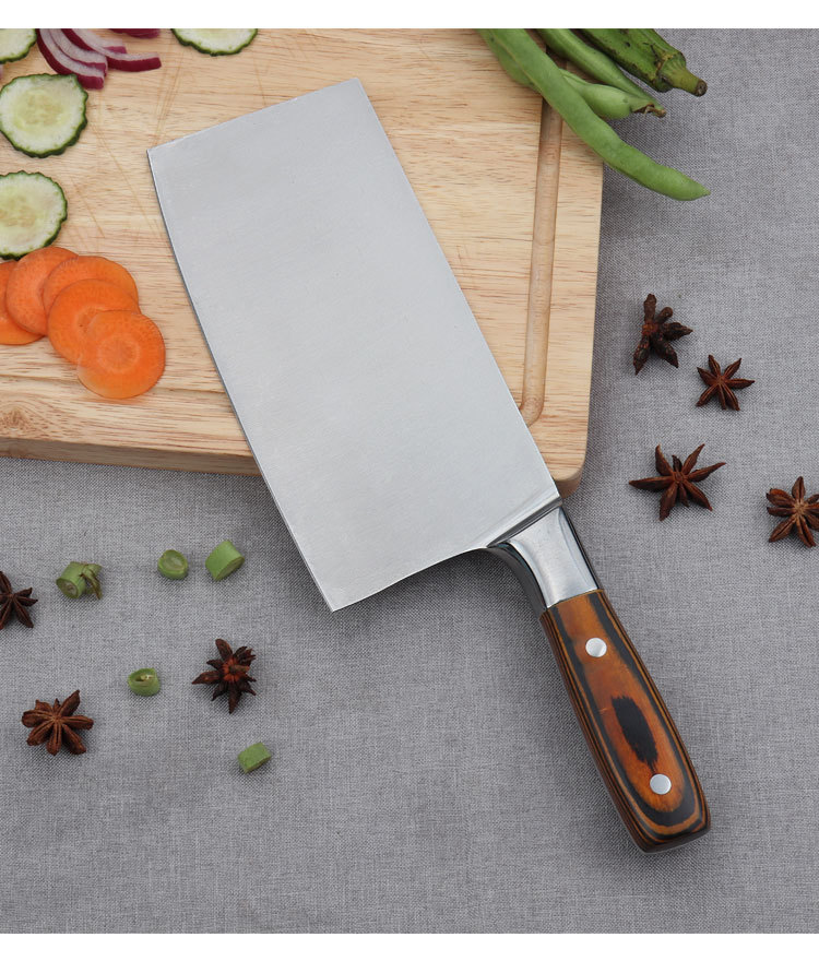 Steel Kitchen Knife MultiFunctional Meat Cutting Slicing Knife HandPolished Steel Head Color Wood Handle Kitchen Knife