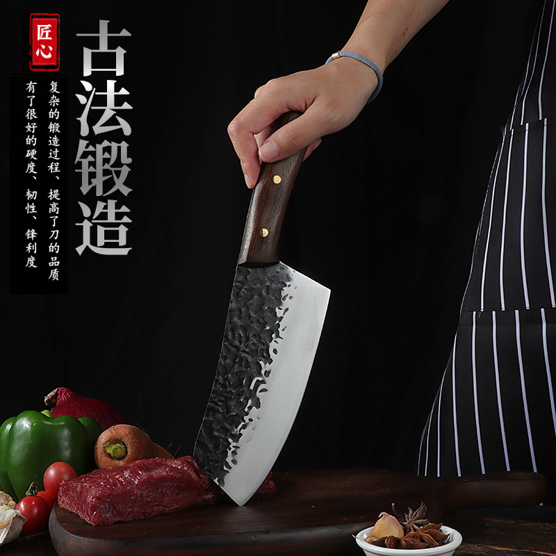 Cleaver Slicing Knife Kitchen Household Forging Meat Cutting Slaughter Kitchen Knife Vintage Forging Small Kitchen Knife