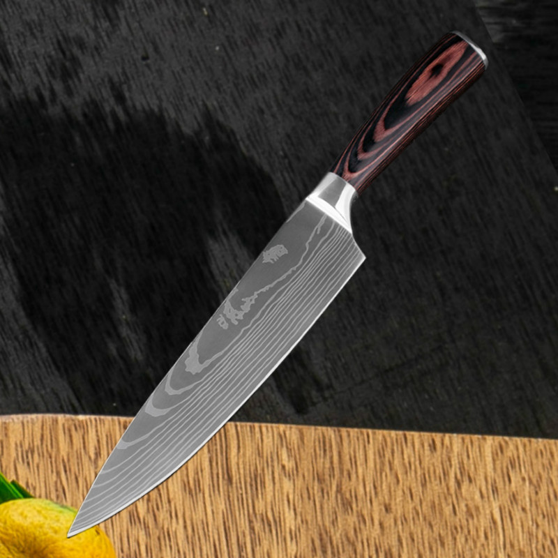 Chef Knife Japanese Knife Bread Knife Slicing Knife Fruit Knife Boning Knife Color Wooden Handle Kitchen Knife Set