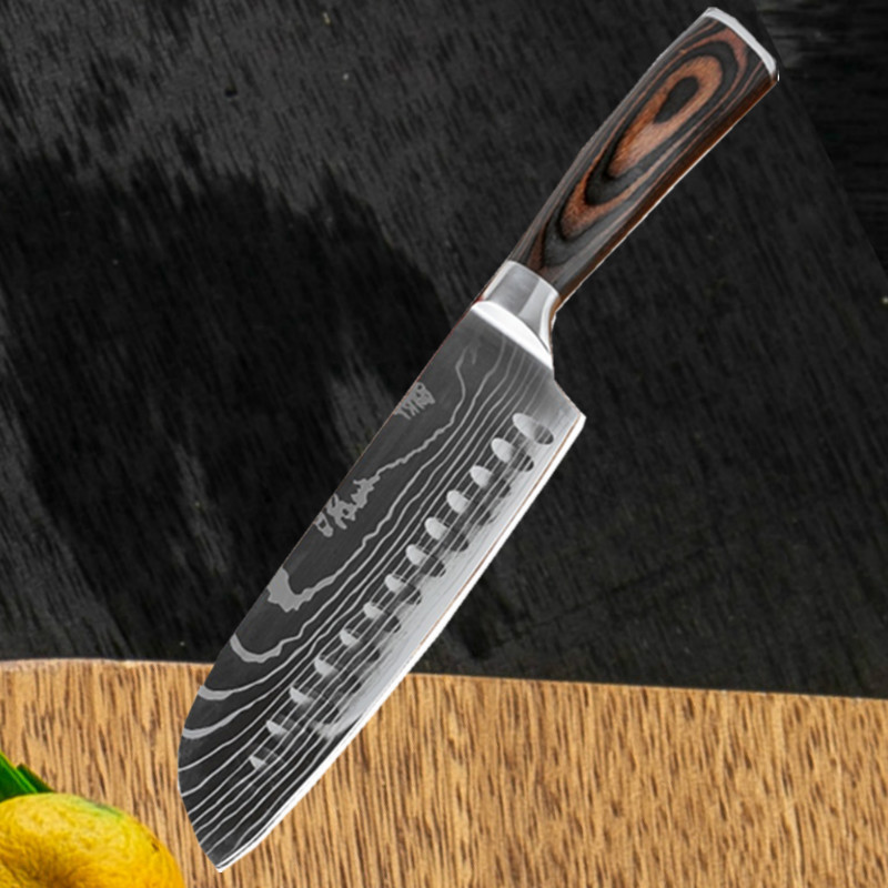 Chef Knife Japanese Knife Bread Knife Slicing Knife Fruit Knife Boning Knife Color Wooden Handle Kitchen Knife Set