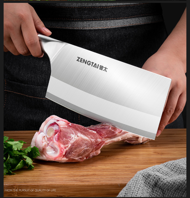 Steel Kitchen Knife Wooden Handle Meat Slice Chopping DualPurpose Knife Chef Knife Sharp Household Kitchen Knife